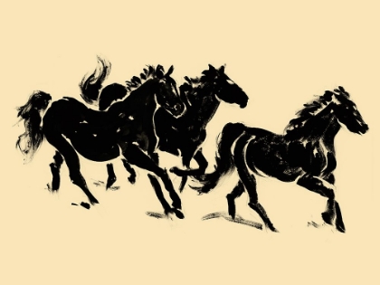Picture of GESTURED HORSES IN MOTION I