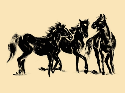 Picture of GESTURED HORSES IN MOTION II