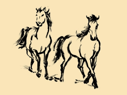 Picture of GESTURED HORSES IN MOTION III