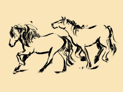 Picture of GESTURED HORSES IN MOTION IV