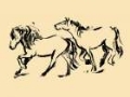 Picture of GESTURED HORSES IN MOTION IV