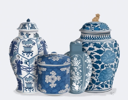 Picture of CHINOISERIE VASE QUARTET 2 - BLUE
