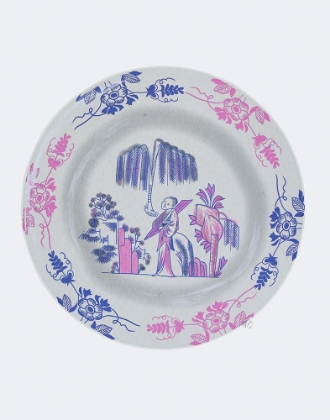 Picture of PLATE - WILLOW TREE IN PINK AND BLUE