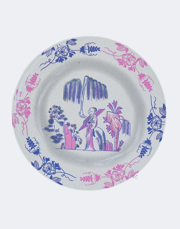 Picture of PLATE - WILLOW TREE IN PINK AND BLUE