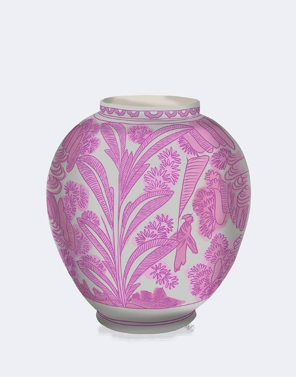 Picture of PALM LEAF GINGER JAR-PINK