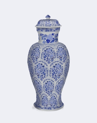 Picture of TALL FLORAL JAR IN BLUE