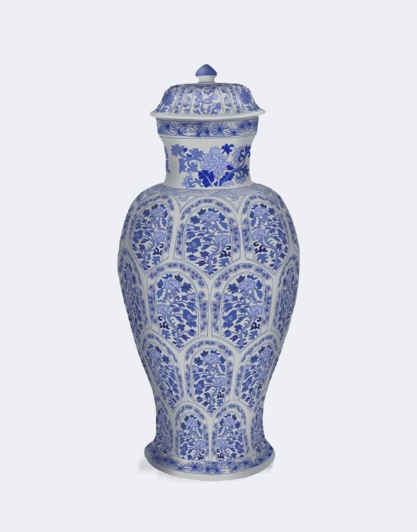 Picture of TALL FLORAL JAR IN BLUE