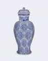 Picture of TALL FLORAL JAR IN BLUE