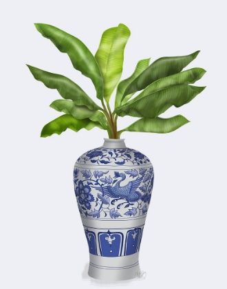 Picture of CRANE VASE AND BANANA LEAVES