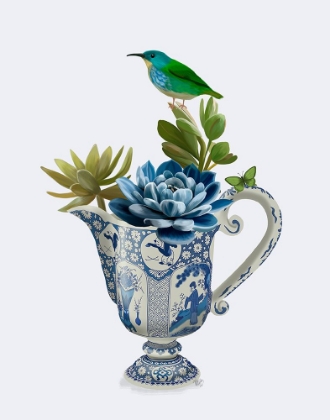 Picture of CHINOISERIE JUG - ECHEVARIA AND BIRD