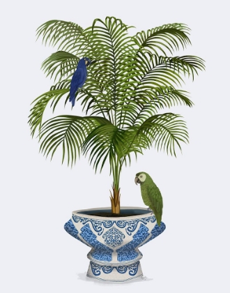 Picture of PALM IN CHINOISERIE POT AND PARROTS 1