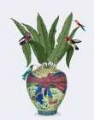 Picture of CHINOISERIE GINGER JAR, BRIGHT RIBBON AND HUMMINGBIRDS