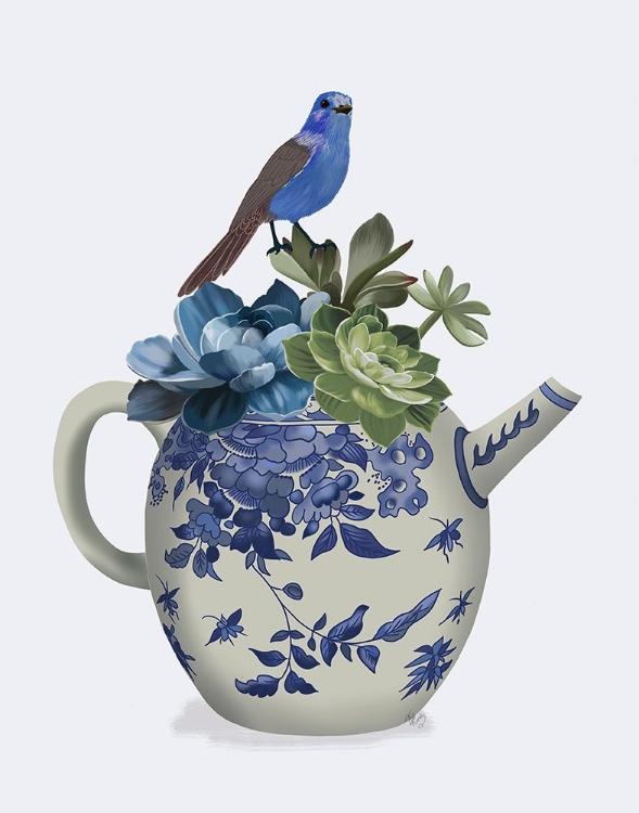 Picture of CHINOISERIE TEAPOT - ECHEVARIA AND BIRD