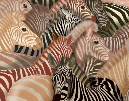 Picture of ZEBRA HERD, EARTH TONES