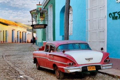 Picture of COLORFUL BUILDINGS AND 1958 CHEVROLET BISCAYNE, TRINIDAD, CUBA, A UNESCO WORLD HERITAGE SITE