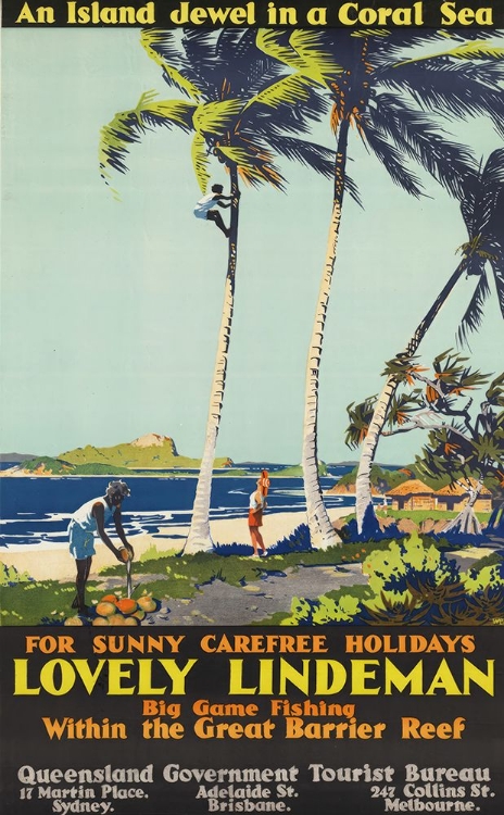 Picture of AUSTRALIA LINDEMAN GREAT BARRIER REEF VINTAGE TRAVEL POSTER