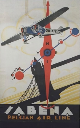 Picture of BELGIUM VINTAGE AIRLINE TRAVEL POSTER