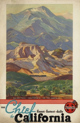 Picture of CALIFORNIA BY TRAIN SANTA FE VINTAGE TRAVEL POSTER