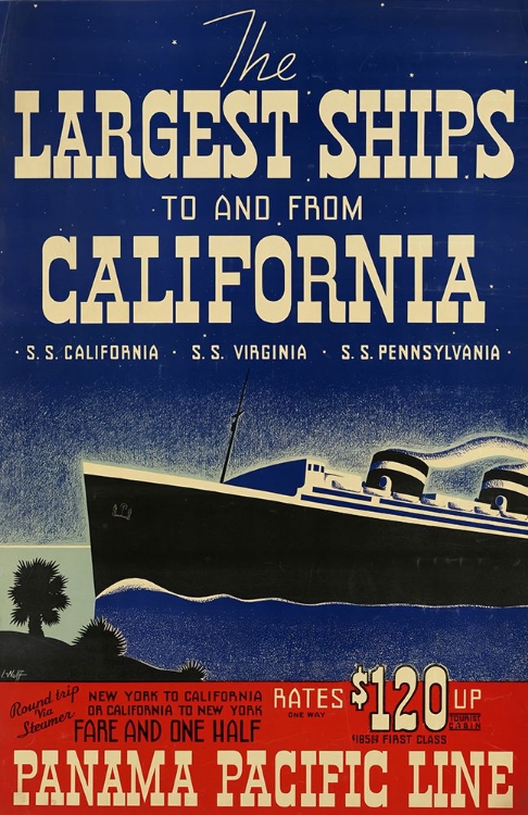 Picture of CALIFORNIA PANAMA PACIFIC LINE VINTAGE TRAVEL POSTER