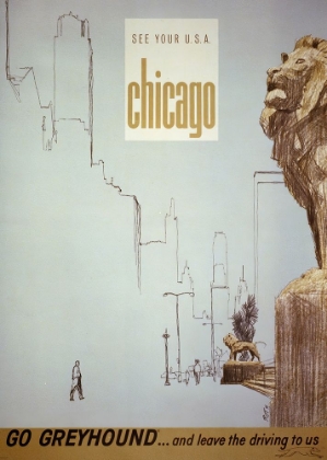 Picture of CHICAGO VINTAGE GREYHOUND TRAVEL POSTER