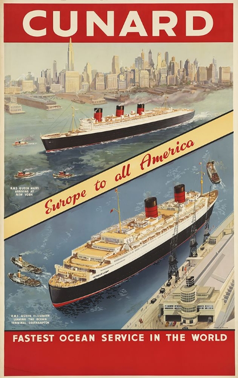 Picture of CUNARD LINE VINTAGE TRAVEL POSTER