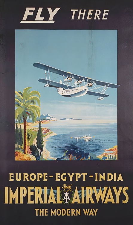 Picture of EUROPE EGYPT INDIA VINTAGE AIRLINE TRAVEL POSTER