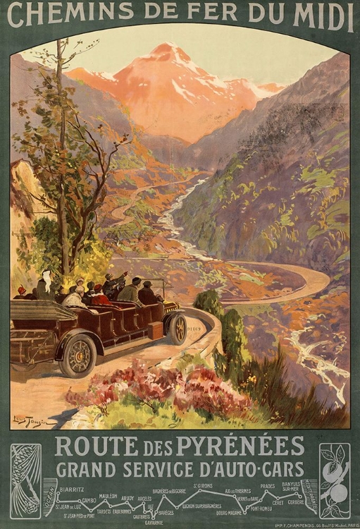 Picture of FRANCE CHEMINS DE FER DU MIDI VINTAGE TRAVEL POSTER 1910