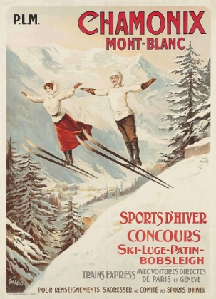 Picture of FRANCE MONT BLANC SKIING VINTAGE RAILWAY TRAVEL POSTER
