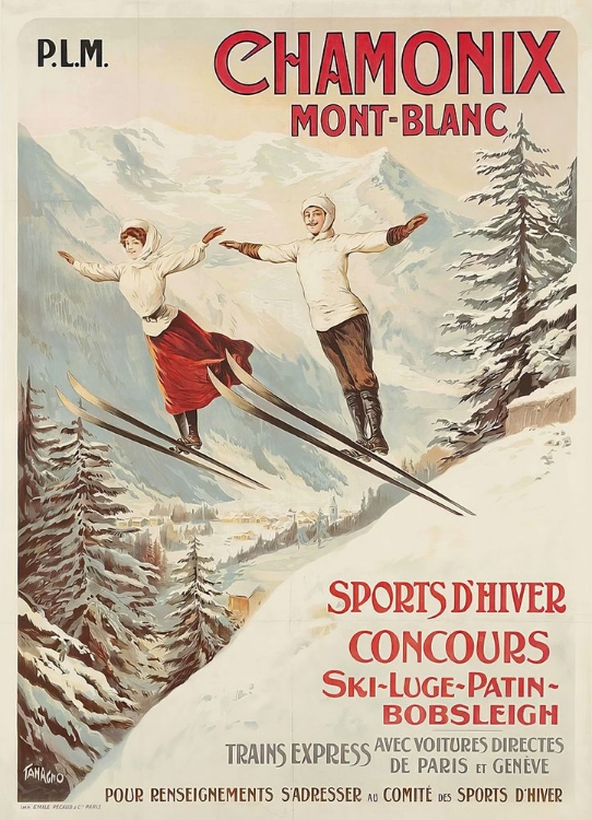 Picture of FRANCE MONT BLANC SKIING VINTAGE RAILWAY TRAVEL POSTER