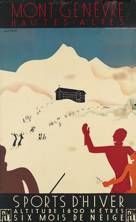 Picture of FRANCE MONT GENEVRE VINTAGE SKI RESORT TRAVEL POSTER CIRCA 1930