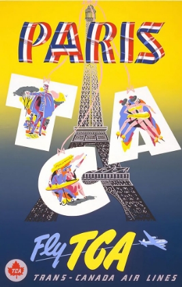 Picture of FRANCE PARIS VINTAGE AIR TRAVEL POSTER