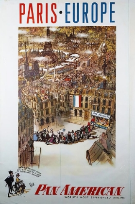 Picture of FRANCE PARIS VINTAGE AIRLINE TRAVEL POSTER