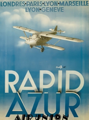 Picture of FRANCE RAPID AZUR VINTAGE AIR TRAVEL POSTER