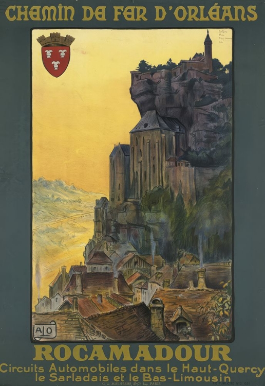 Picture of FRANCE ROCAMADOUR VINTAGE RAILWAY TRAVEL POSTER