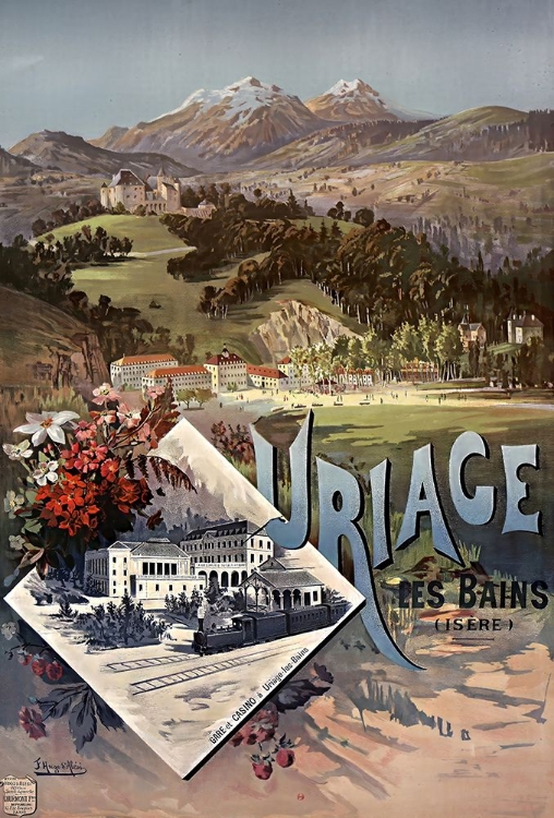 Picture of FRANCE URIAGE LES BAINS VINTAGE RAILWAY TRAVEL POSTER