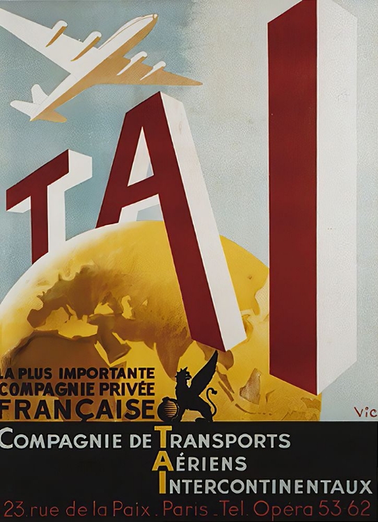 Picture of FRANCE VINTAGE AIR TRANSPORT TRAVEL POSTER