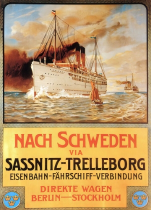 Picture of GERMANY SASSNITZ TRELLEBORG VINTAGE SHIPPING TRAVEL POSTER