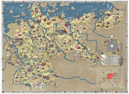 Picture of GERMANY THE BEAUTIFUL TRAVEL COUNTRY VINTAGE MAP