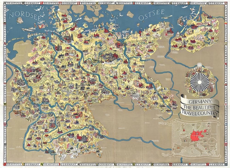 Picture of GERMANY THE BEAUTIFUL TRAVEL COUNTRY VINTAGE MAP