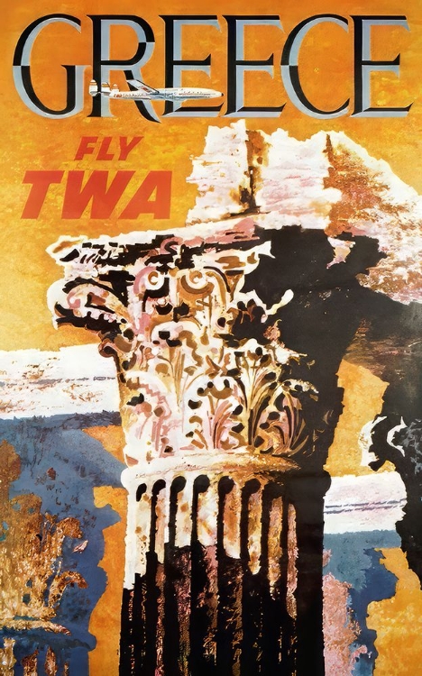 Picture of GREECE MID CENTURY VINTAGE AIR TRAVEL POSTER