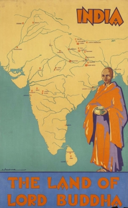 Picture of INDIA BUDDHA VINTAGE TRAVEL POSTER