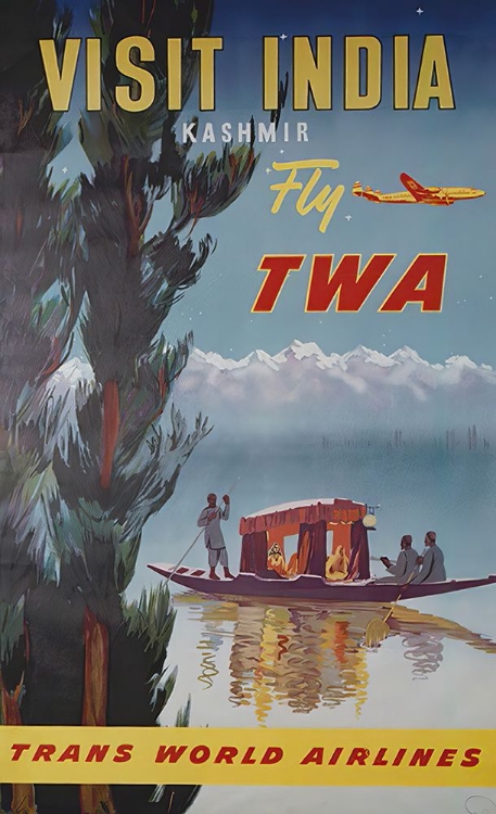 Picture of INDIA KASHMIR MID CENTURY VINTAGE AIR TRAVEL POSTER