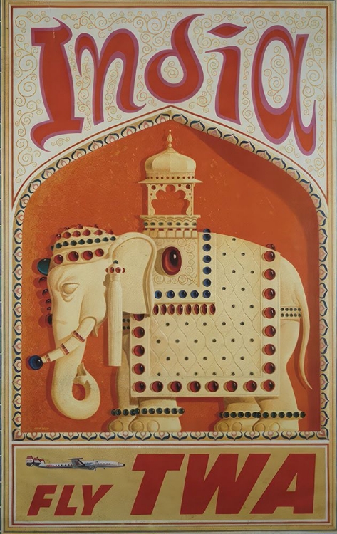 Picture of INDIA MID CENTURY VINTAGE AIR TRAVEL POSTER
