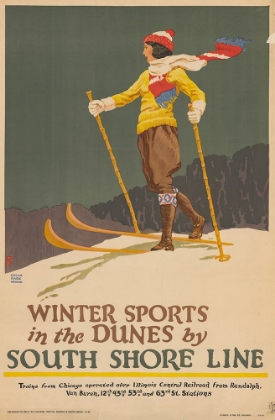 Picture of INDIANA SOUTH SHORE LINE VINTAGE RAIL SKI TRAVEL POSTER