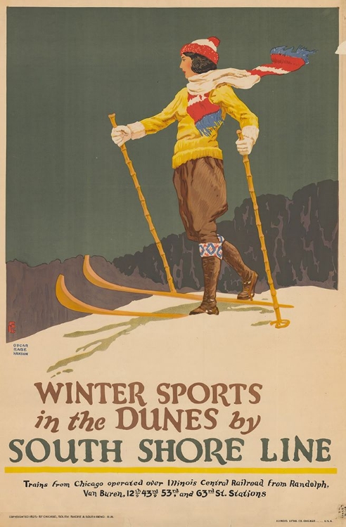 Picture of INDIANA SOUTH SHORE LINE VINTAGE RAIL SKI TRAVEL POSTER