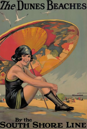 Picture of INDIANA THE DUNES BEACHES VINTAGE RAIL TRAVEL POSTER CIRCA 1930