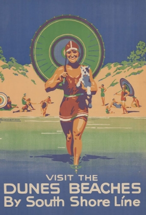 Picture of INDIANA THE DUNES BEACHES VINTAGE SHORE LINE RAIL TRAVEL POSTER