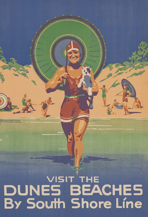 Picture of INDIANA THE DUNES BEACHES VINTAGE SHORE LINE RAIL TRAVEL POSTER