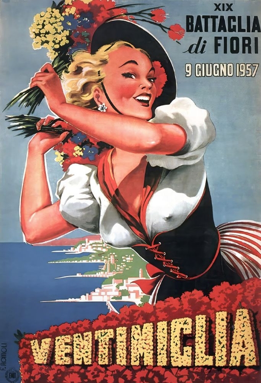 Picture of ITALY VENTIMIGLIA VINTAGE TRAVEL POSTER 1957