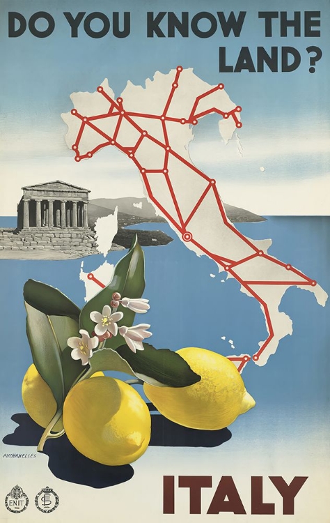 Picture of ITALY MAP VINTAGE TRAVEL POSTER